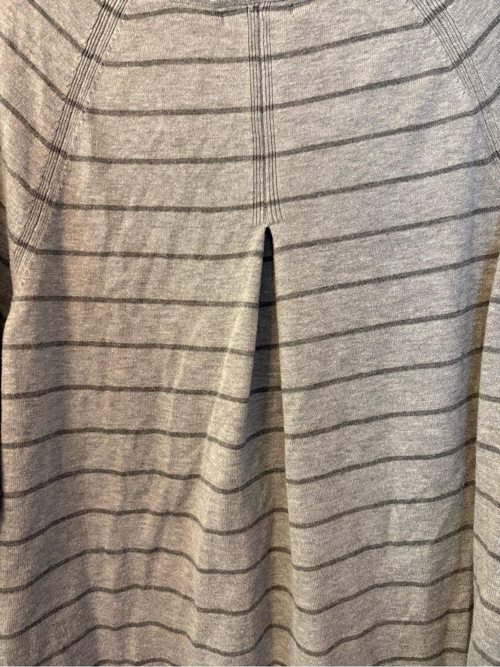 Maurices Gray Striped Sweater with Layered Chiffon Hem - Picture 8 of 8